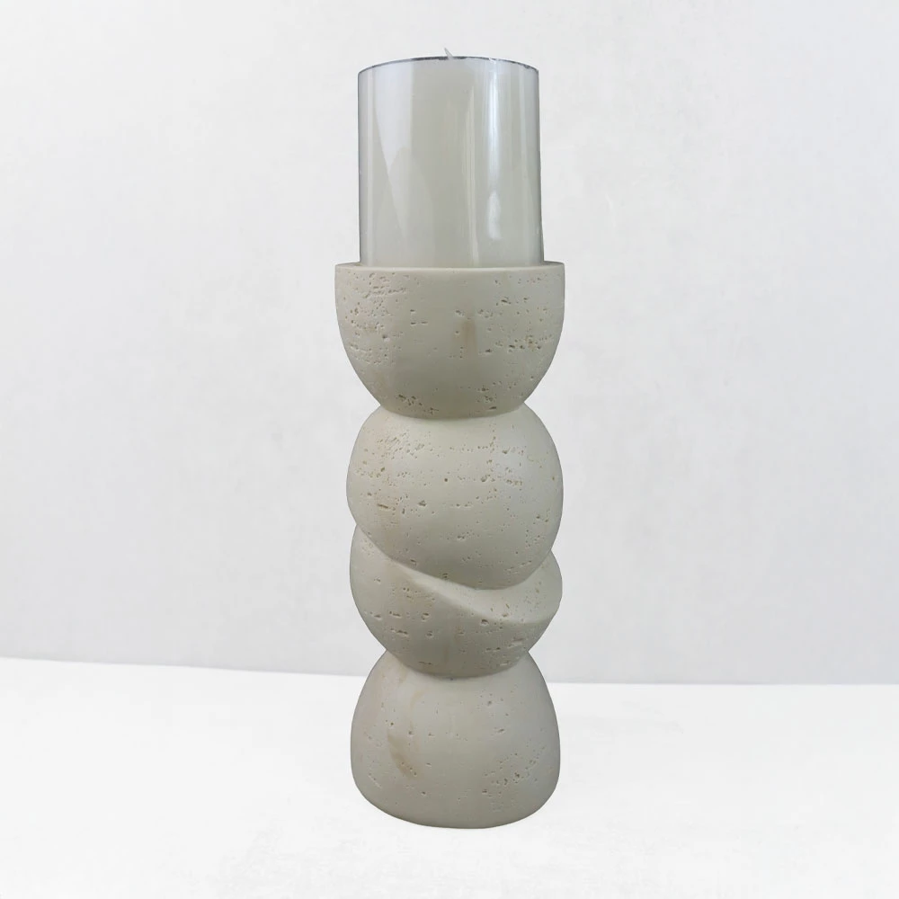 Mbajtës qirinjsh PHAROS II, rrëshirë, bezhë, 10.5x10.5x25cm