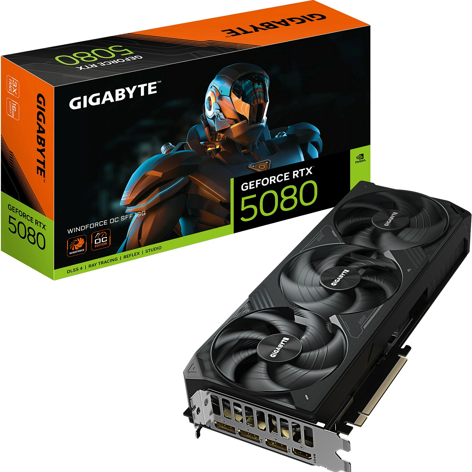 Kartelë grafike Gigabyte GeForce RTX 5080 WINDFORCE OC SFF 16GB GDDR7 e zezë