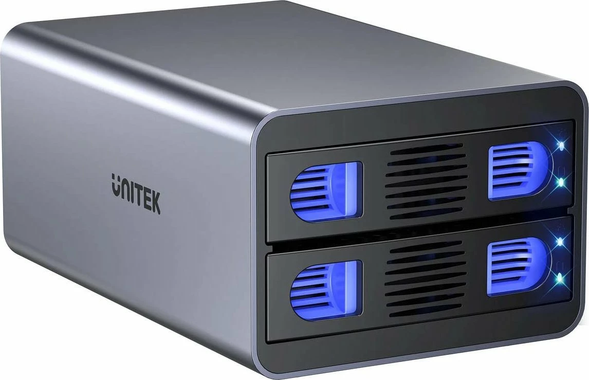 Kasë eksternale RAID për disqe SATA 2.5"/3.5", Unitek S1308B01-EU, USB 3.2 Gen1 5Gb/s, 40TB, 4 mënyra, gri