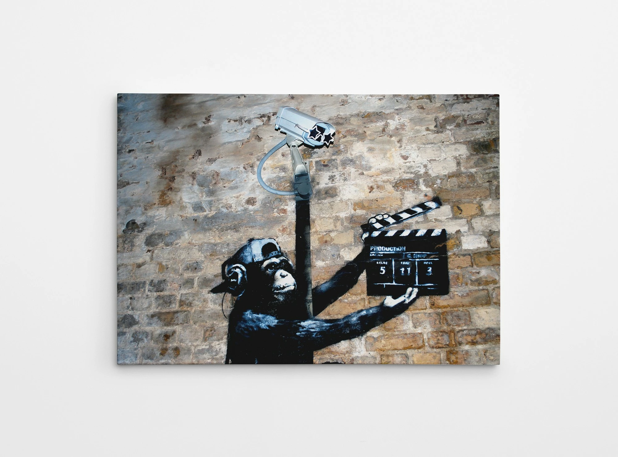 Pikturë dekorative në kanavacë, shumëngjyrëshe, Banksy, kornizë druri, 50x70cm