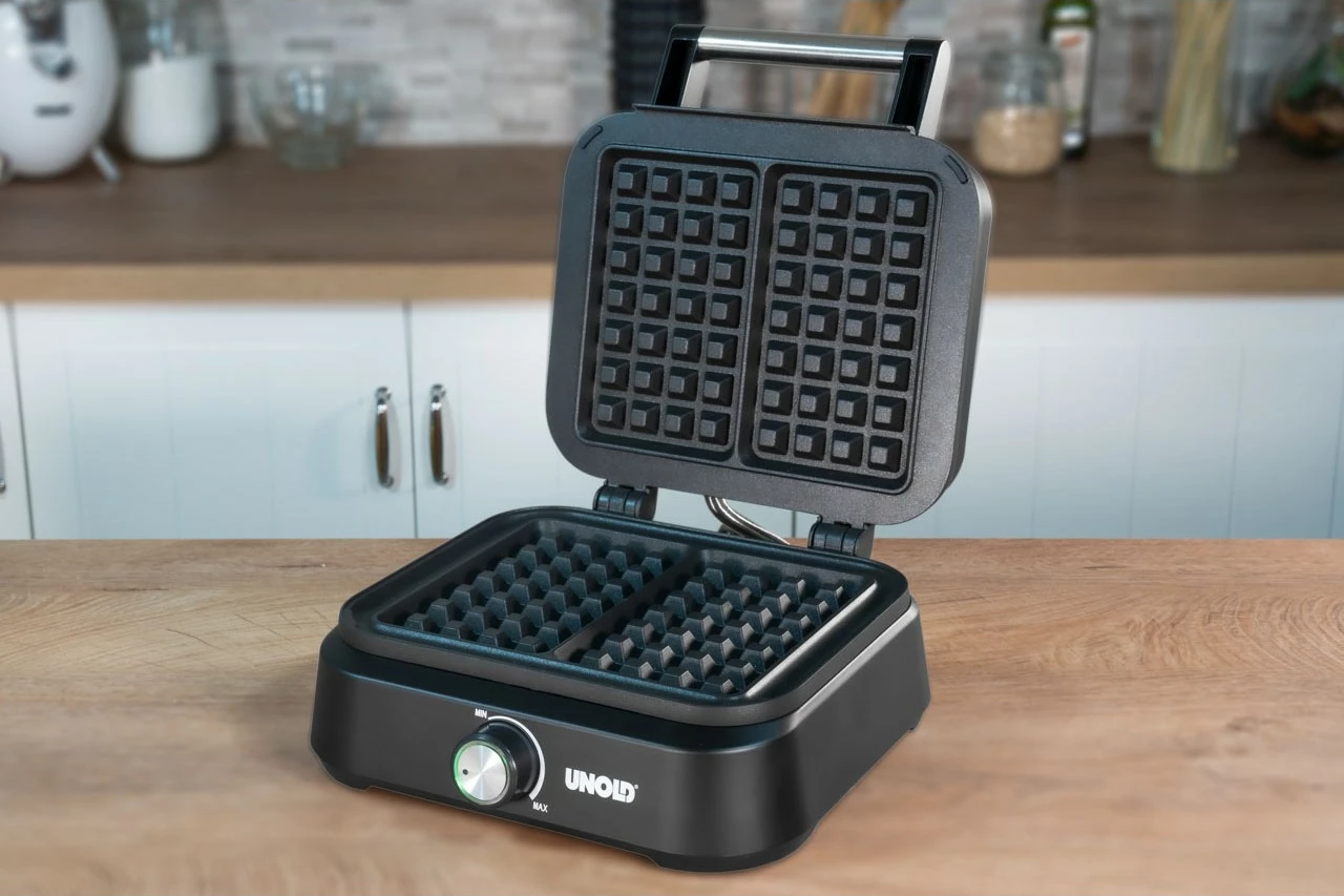 Aparat për waffle UNOLD Belgian Waffle Iron Brussels, 2 copa, plastikë, i zi