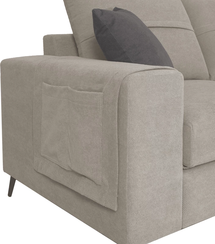 Kënd divani Montana, pëlhurë gri e lehtë, jastëkë gri, 275x215x93cm