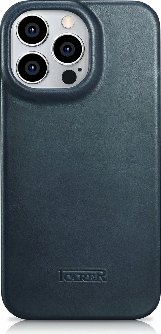 Mbështjellës iCarer Oil Wax Premium Leather Folio për iPhone 14 Pro, MagSafe, Blu