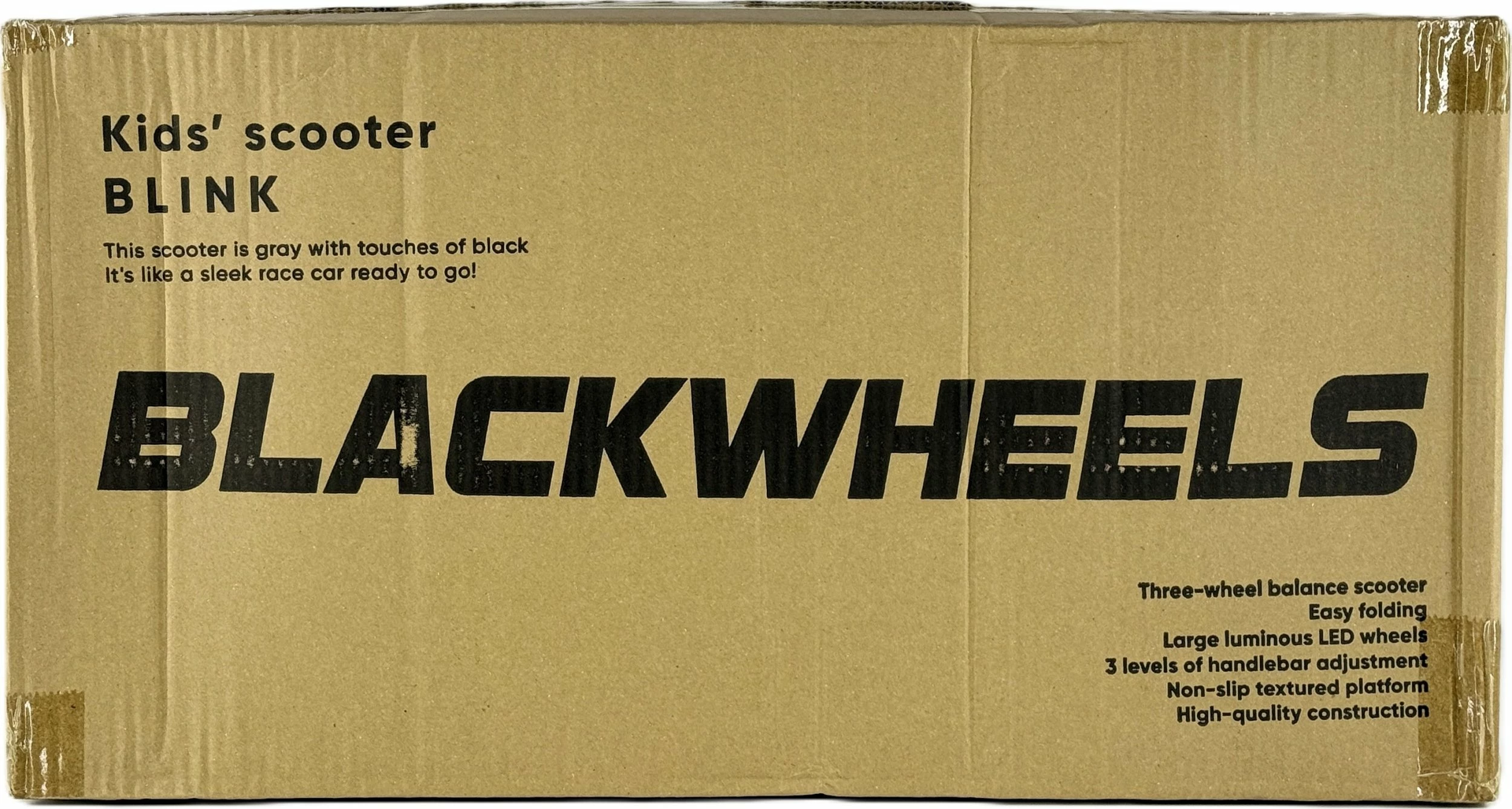 Skuter tre-rrotësh Blackwheels Blink, rrota LED, i palosshëm, 61-75 cm, 25 kg max, gri