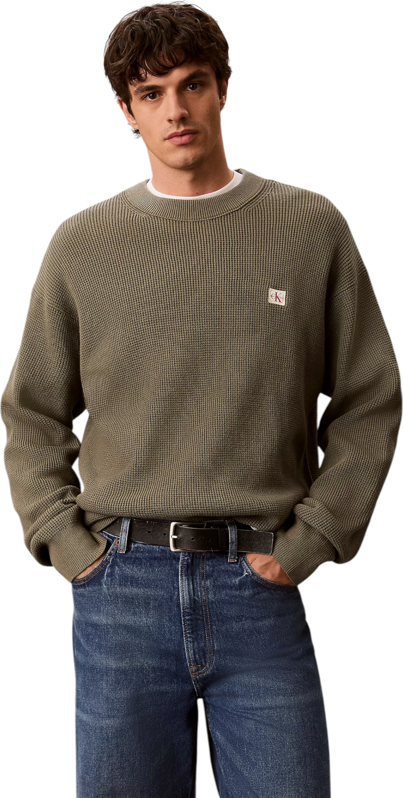Xhemper për meshkuj Calvin Klein Jeans LV04RD313G, jeshile ulliri