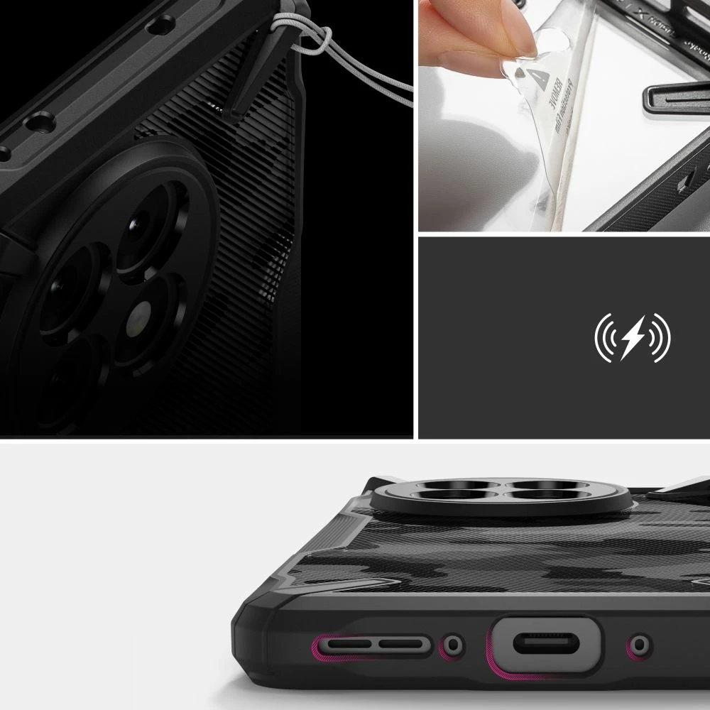 Mbështjellës Ringke Fusion X për OnePlus 13R, Black-Camo