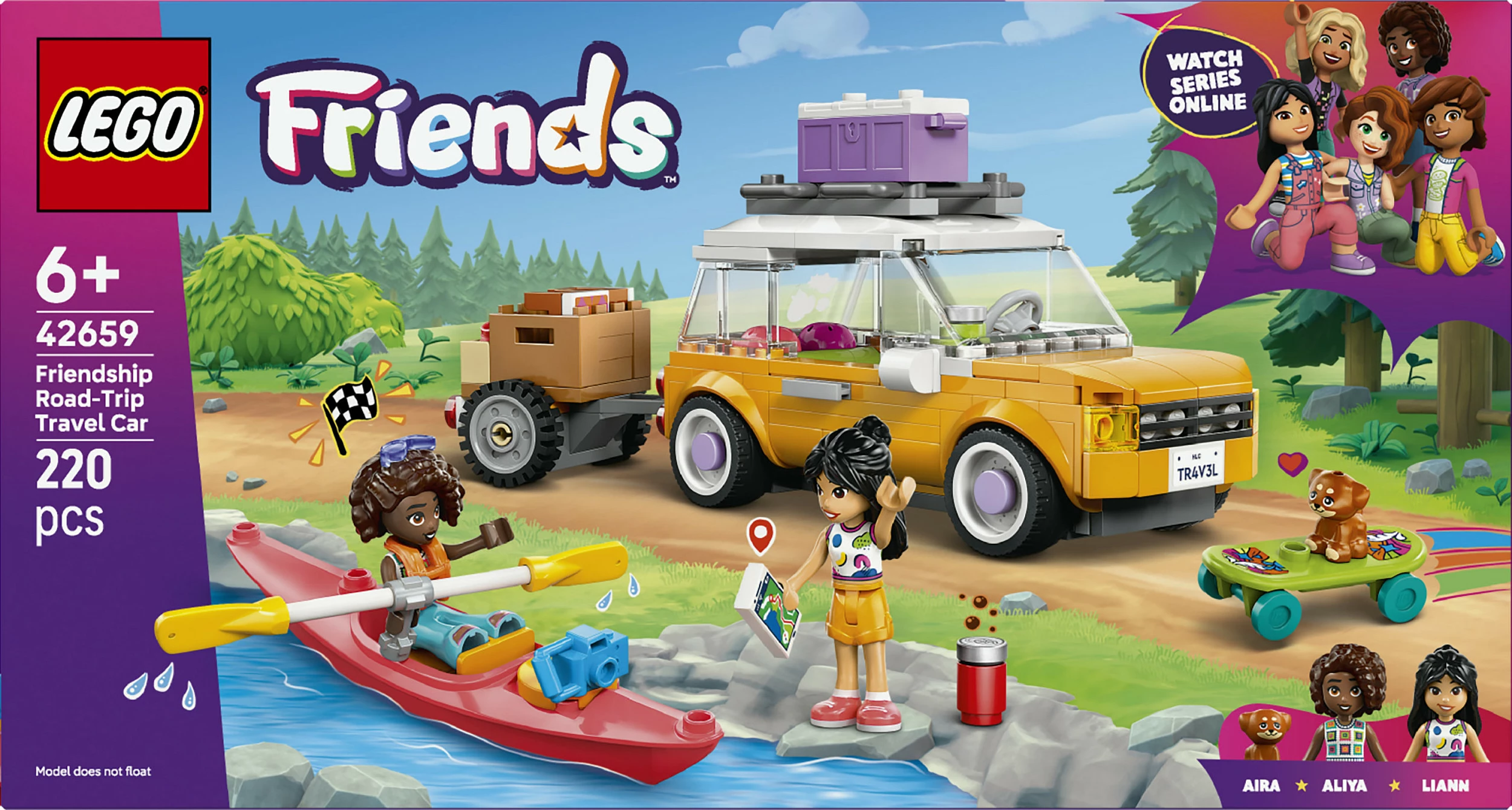 Set ndërtimi LEGO Friends 42659, veturë udhëtimi, 220 copë, e verdhë