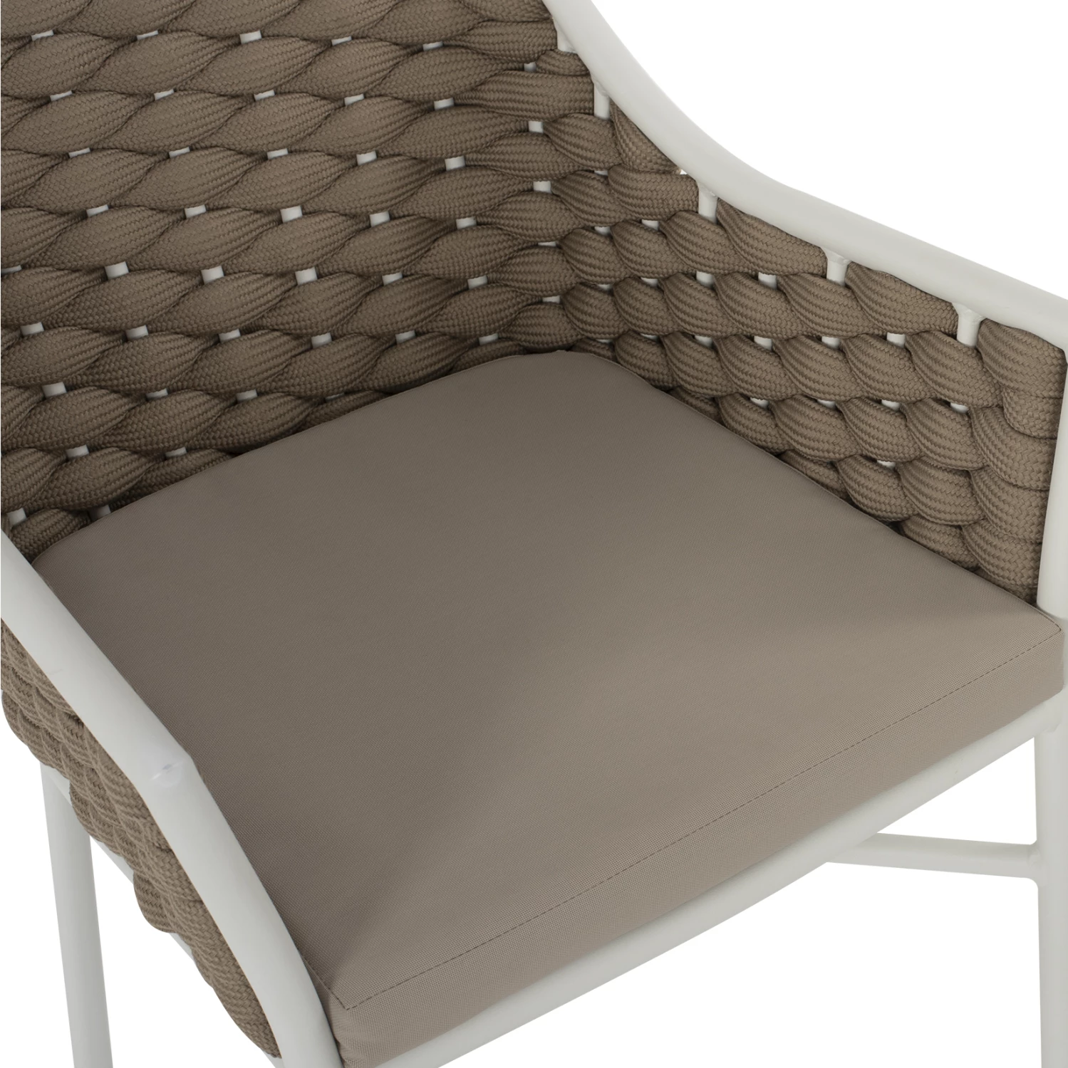 Karrige alumini FH5858.02 e bardhë me litar bezhë 56x58x76Hcm