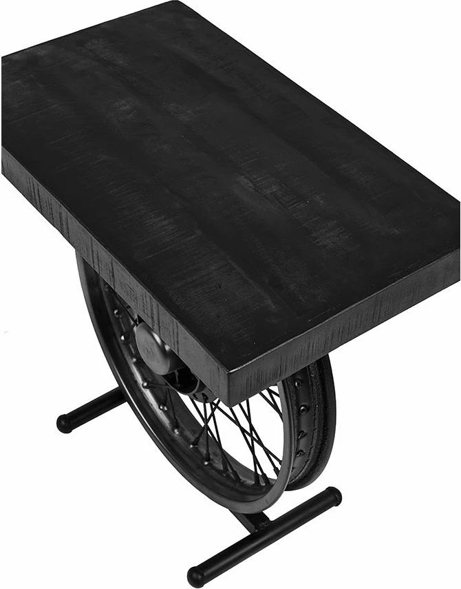 Tavolinë anësore Wheel, ngjyrë e zezë-argjend, 61x36x56