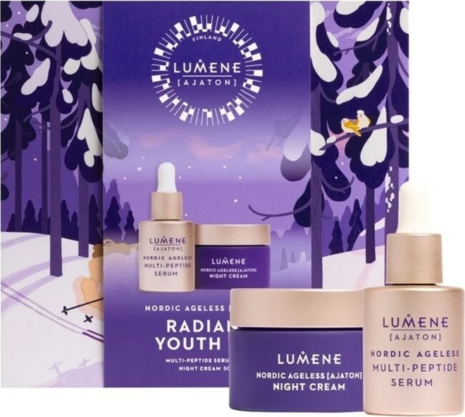 Set krem dhe serum për fytyrë për femra Lumene Nordic Ageless Ajaton Radiant Youth, 30ml + 50ml