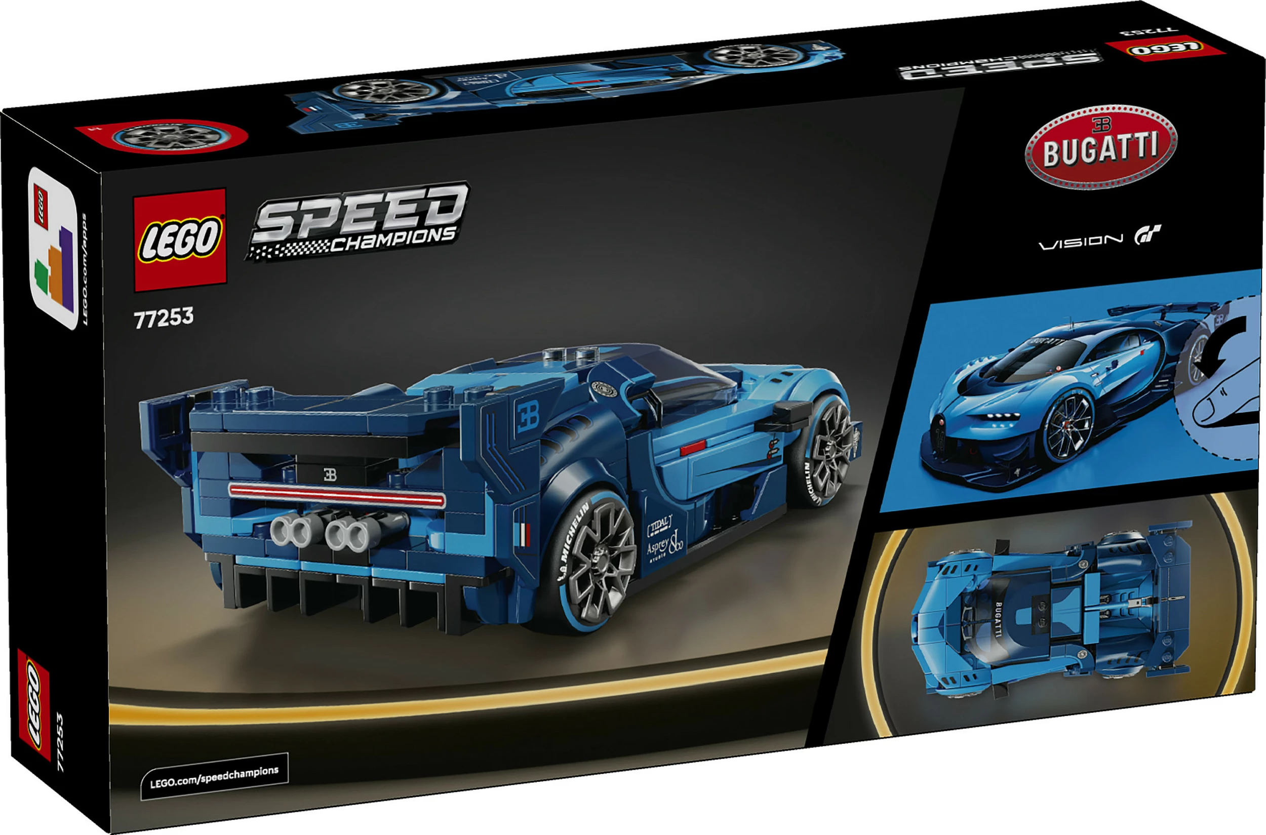 Set ndërtimi LEGO Speed Champions Bugatti Vision Gran Turismo 77253, 284 copë, 9+, kaltër