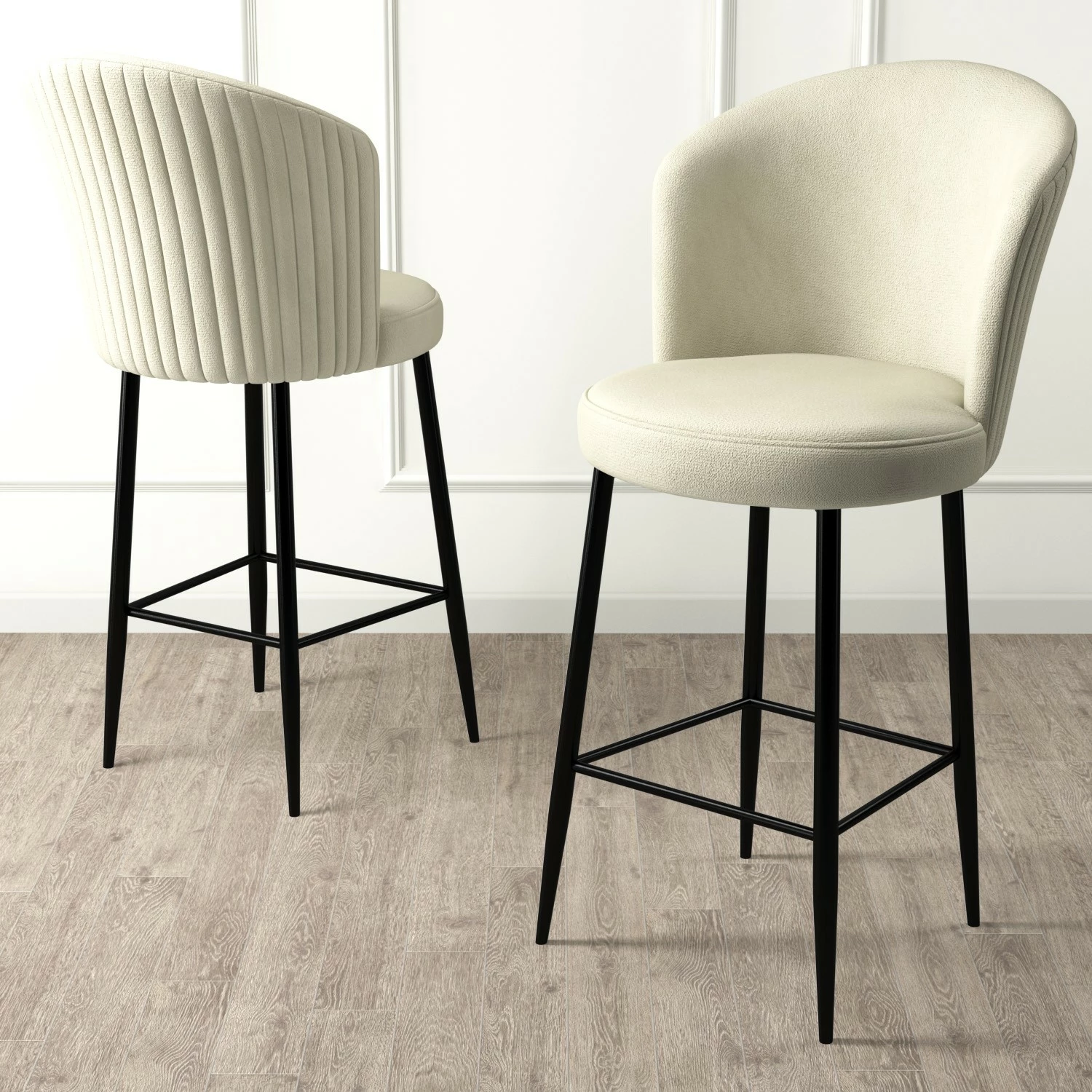 Set karrigesh për bar (4 copë), Hanah Home, Alte, krem dhe e zezë