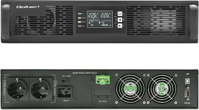 UPS Qoltec 2kVA 2000W, Rack, On-line, LCD, i zi