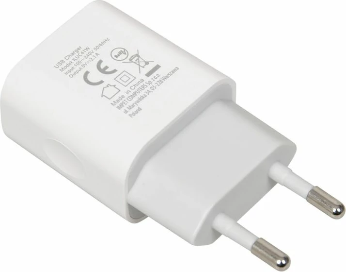 Karikues muri iBox C-41 me USB 2A dhe kabllo microUSB, i bardhë