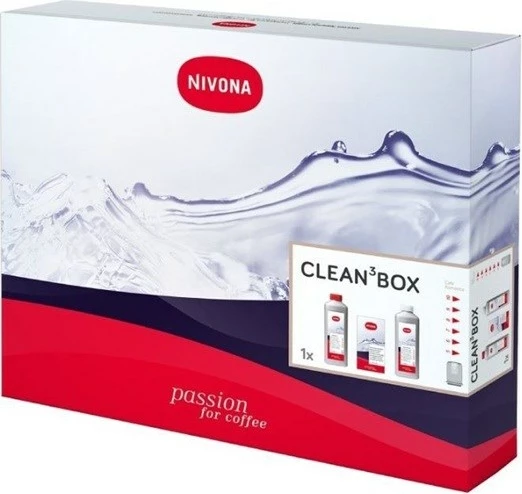 Set pastrimi për makinë kafeje NIVONA CLEAN 3 BOX, tabletë dhe lëng pastrues/descaler