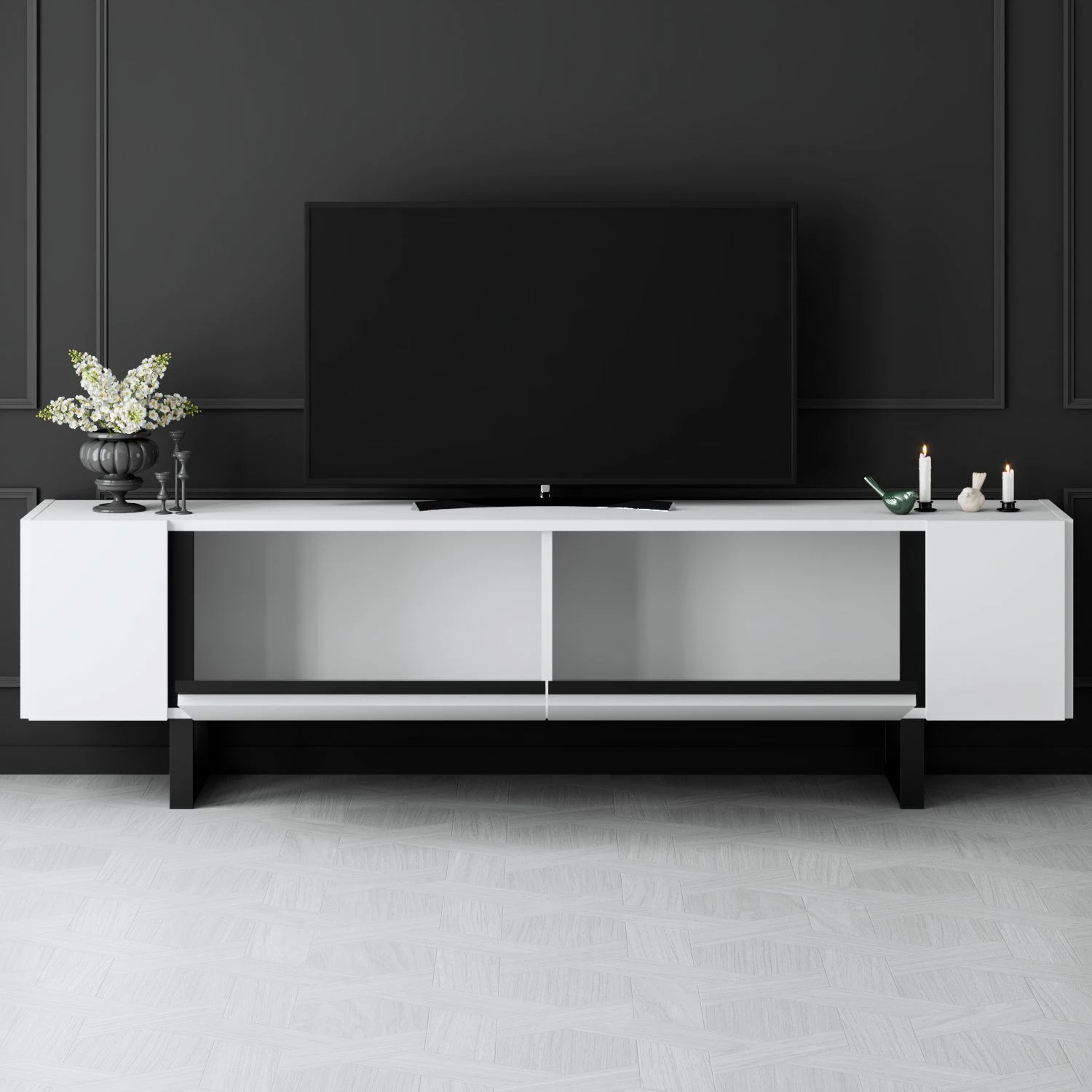 Komodë TV Hanah Home, Yildiz, e bardhë, e zezë