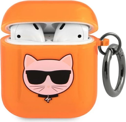 Mbështjellës Karl Lagerfeld KLA2UCHFO për AirPods 1/2, me unazë, portokalli
