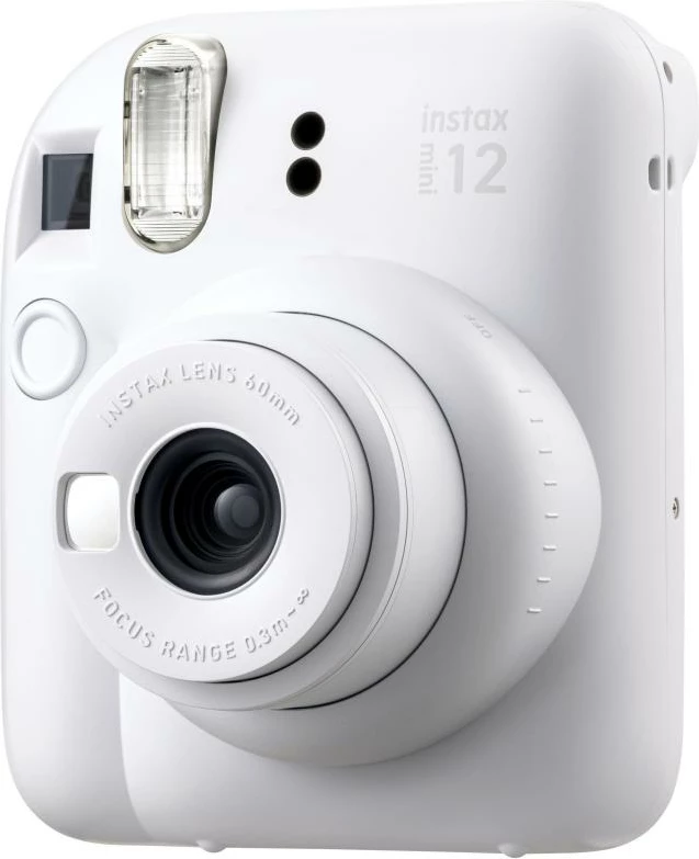 kamerë instant FUJIFILM Instax Mini 12, selfie mirror, close-up mode, auto exposure/flash, e bardhë, set me rrip dore dhe bateri