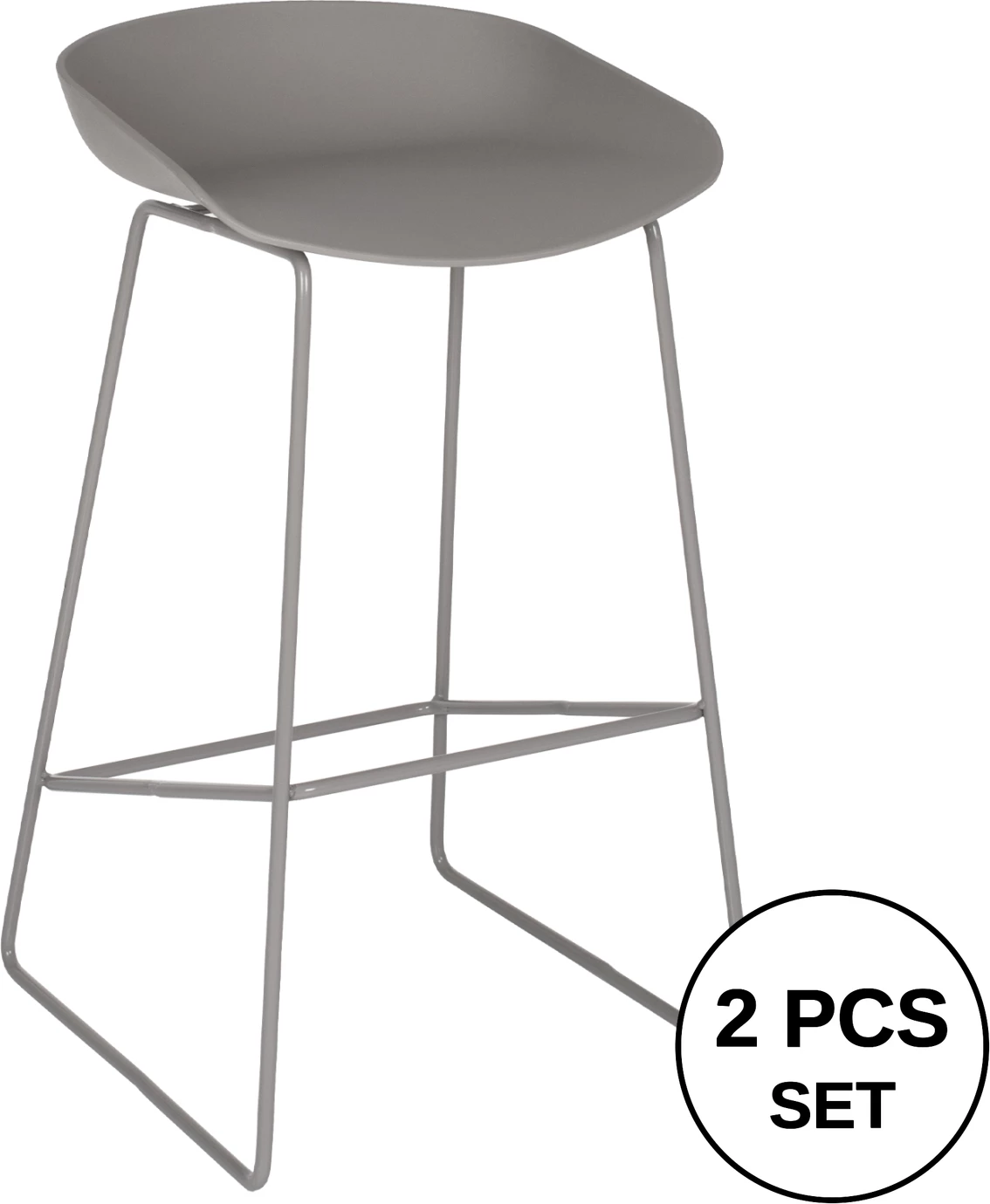 Karrige për bar metalike FH8450.10 me ulëse gri PP 47x47x83cm, set prej 2 copë