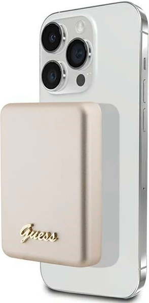 Powerbank wireless Guess Metal Script Logo MagSafe, 5000mAh, 15W, Ari