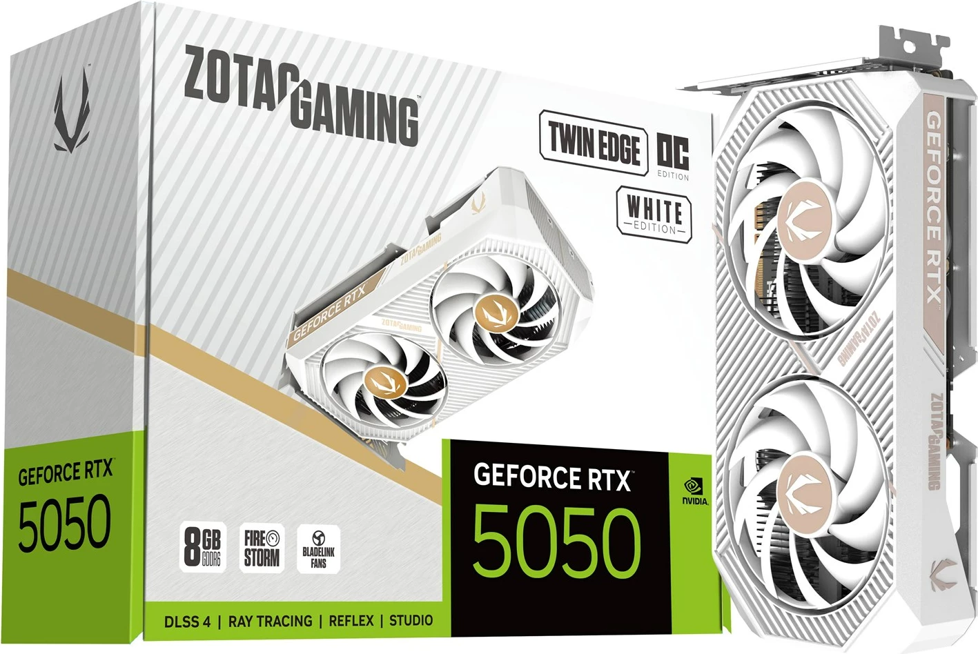 Kartë grafike ZOTAC GAMING GeForce RTX 5050 Twin Edge OC, 8 GB GDDR6, e bardhë