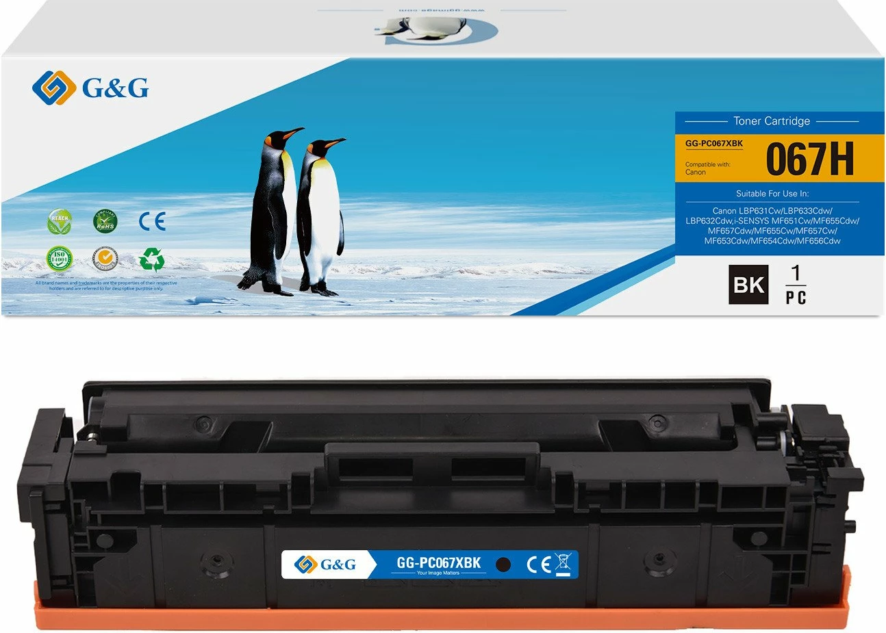 Toner G&G 067H BK (5106C002) high capacity 2350 faqe, i zi, 1 copë