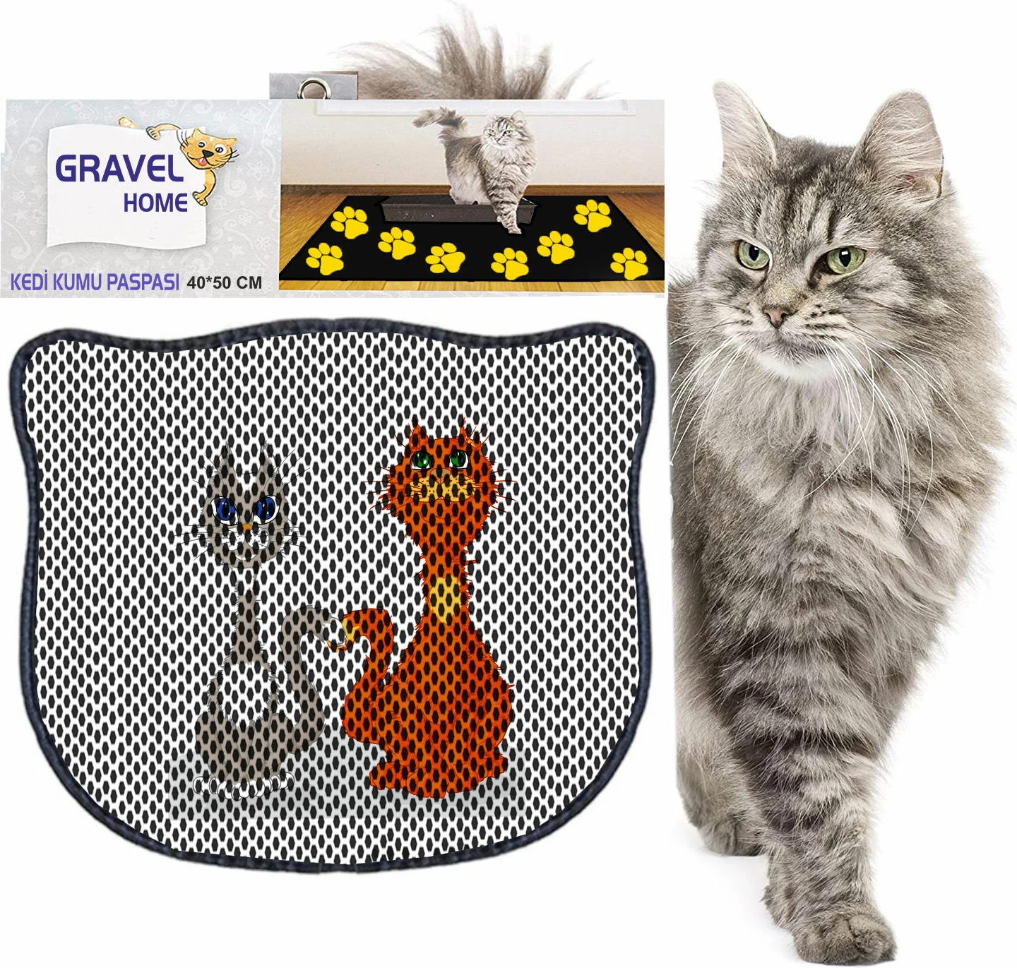 Tapet për rërë mace, shumëngjyrësh, Paws & Whiskers, Kdkafa0041, 40x50cm
