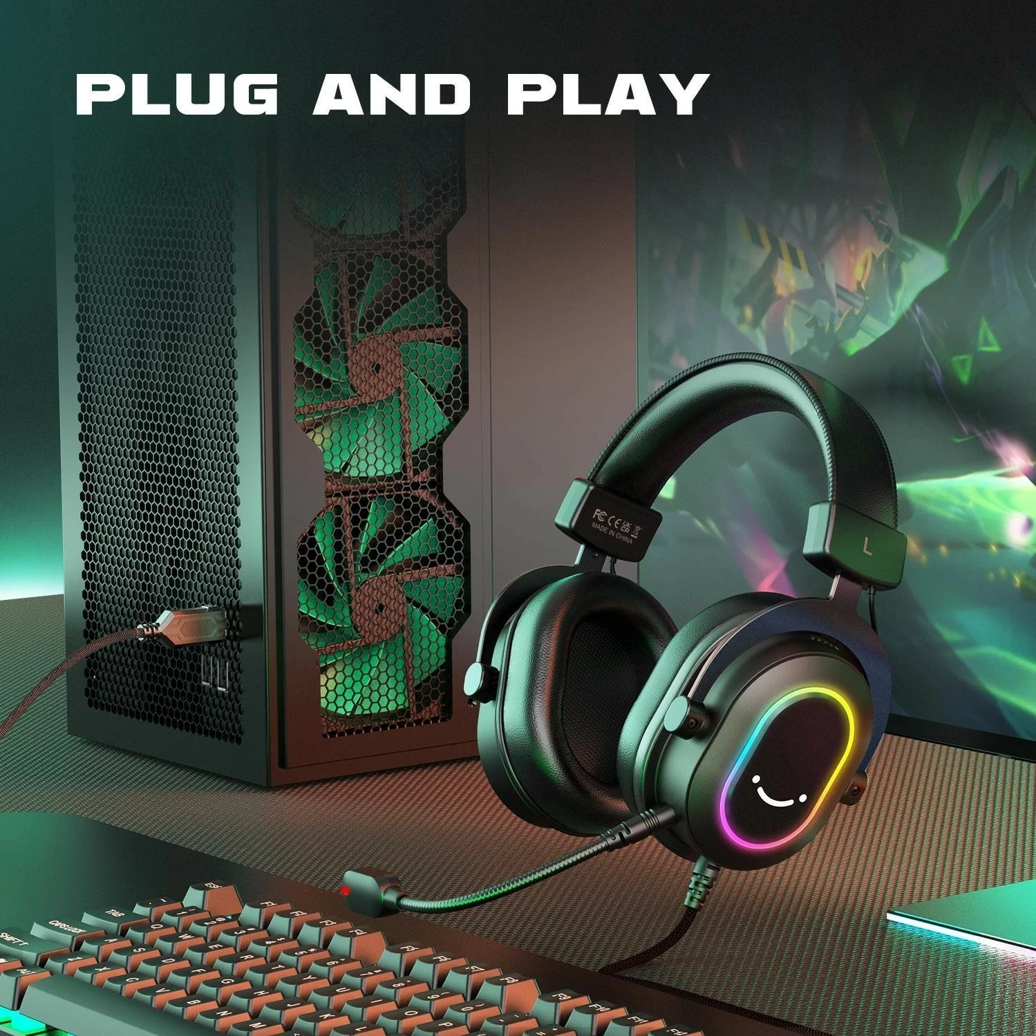 Kufje FIFINE H6 AmpliGame, 7.1 Surround, RGB, me mikrofon, USB/3.5mm, të zeza