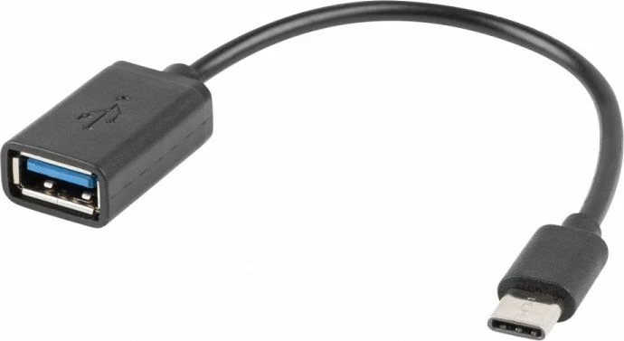 Adapter USB-A në USB-C Lanberg AD-OTG-UC-01, USB 2.0, OTG, 15 cm, i zi