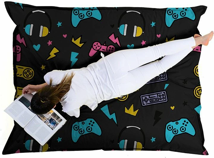 Jastëk i madh për kopsht, dizajn për lojëra, ngjyrë e zezë, Atelier del Sofa