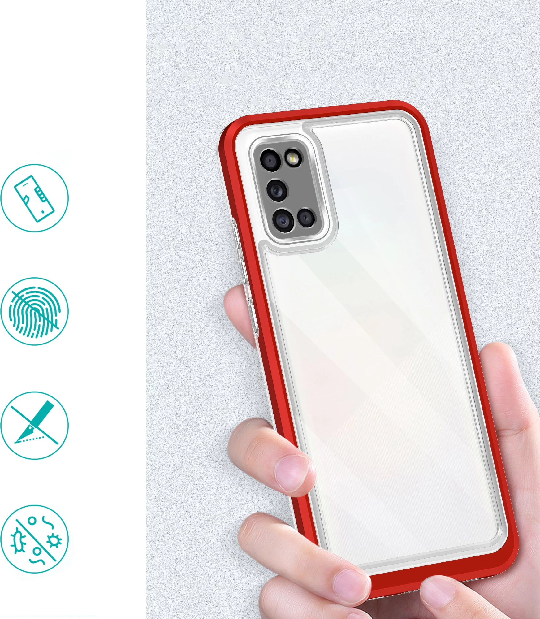 Mbështjellës Hurtel Hybrid Armor Clear 3in1 për Samsung Galaxy A03s, Transparent/Kuqe