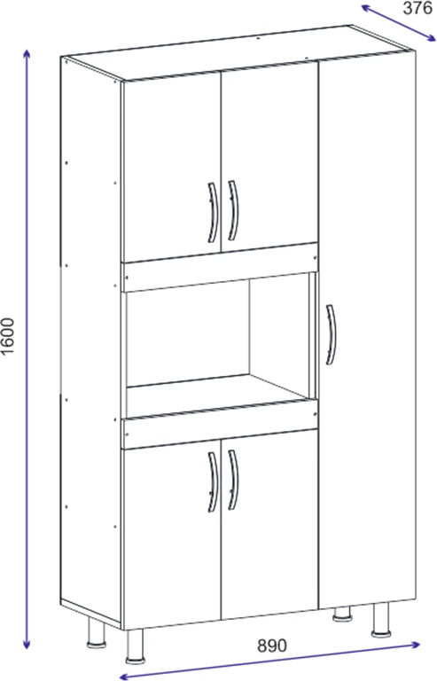 Dollap kuzhine Defne, ngjyrë bardhë-arrë, 89x37.5x160cm