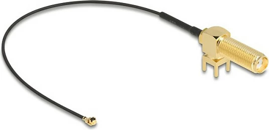 Kabllo antene DeLOCK SMA 90° (F) në I-PEX MHF1 (M), 0.15 m, e zezë/ari