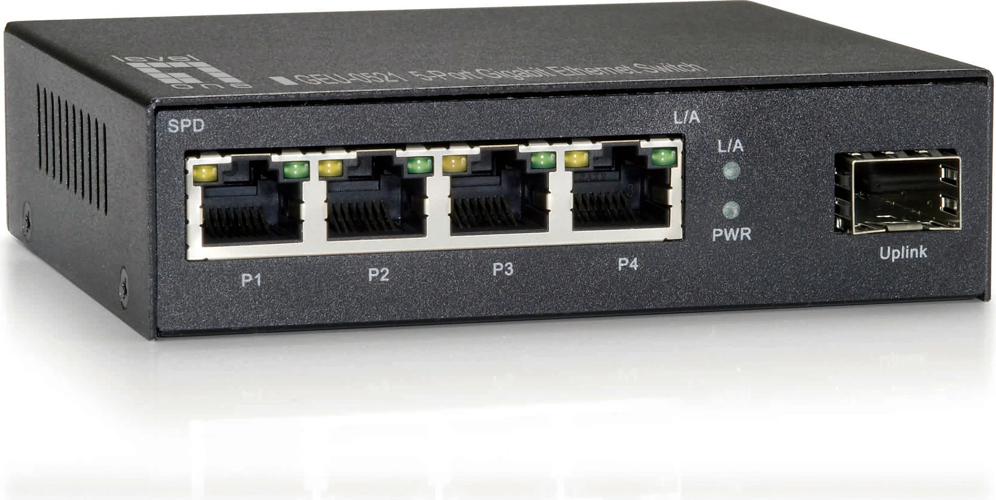Switch LevelOne GEU-0521, 5-Port Gigabit, 4x RJ45 + 1x SFP, Unmanaged, i zi