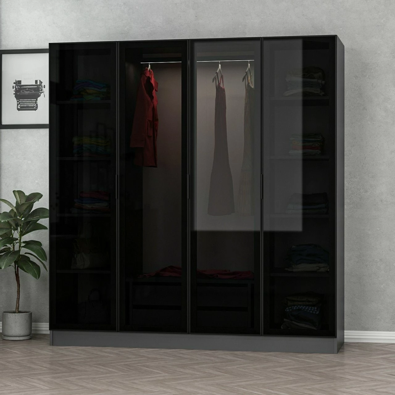 Dollap Skye Decor, anthracite e zi, 180x190x52cm
