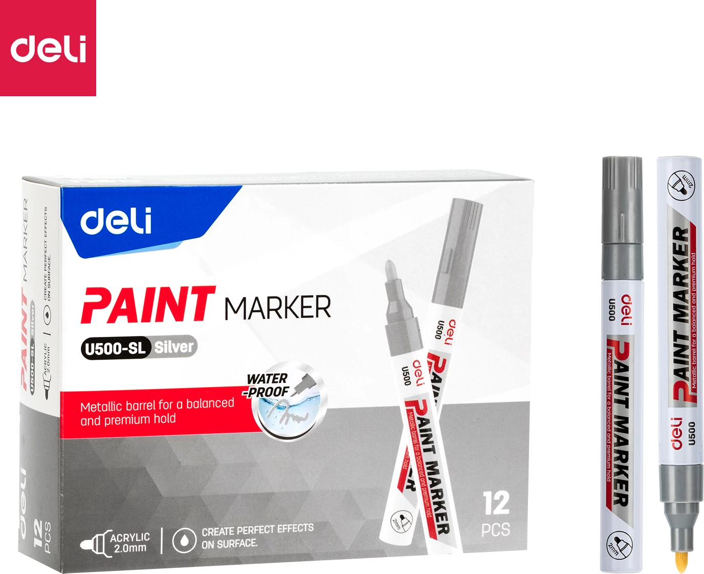 DELI PAINT MARKER SILVER 1/12 U500-SL
