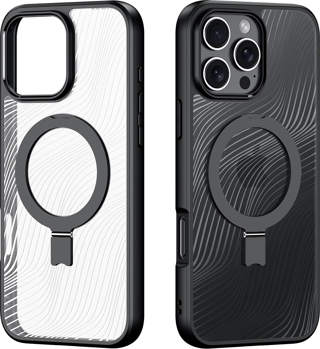 Mbështjellës Dux Ducis Aimo Mag për iPhone 16 Pro Max, me MagSafe dhe mbajtëse, i zi