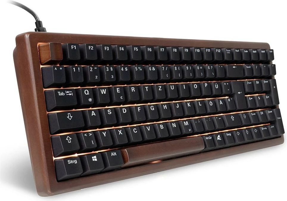 Tastierë gaming Sharkoon Skiller SGK50S2 Wood, mekanike, pa numpad, e zezë/kafe