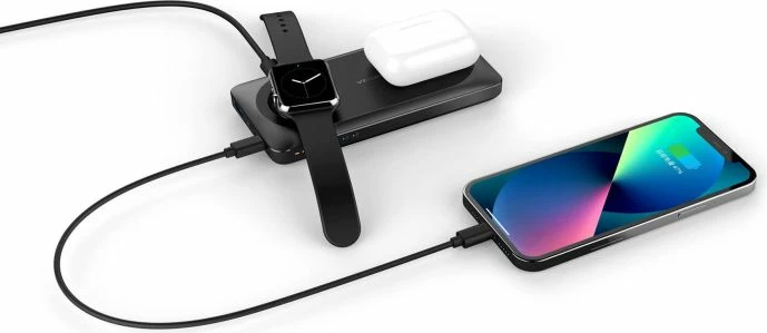 Powerbank magnetik 3-në-1 VEGER MagMulti W1156 10000mAh PD 20W, i zi