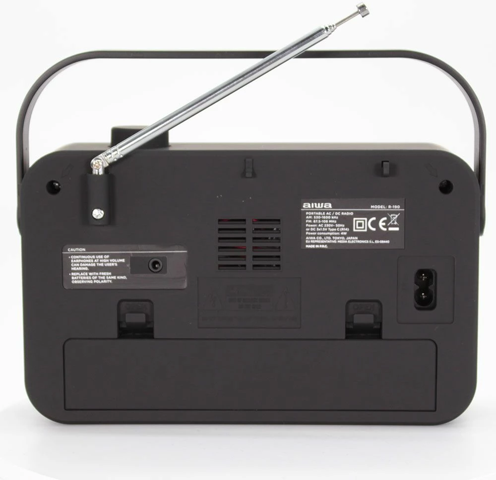Radio portative Aiwa R-190RD AM/FM, 2 W, dalje për kufje, me rrymë ose bateri, e kuqe