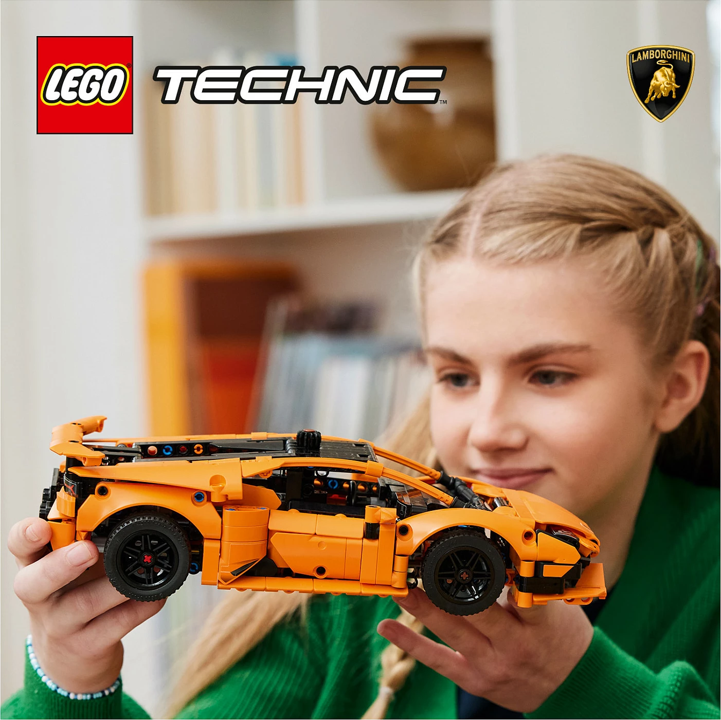 Set LEGO Technic Lamborghini Huracán Tecnica 42196, 806 copa, 9+, portokalli
