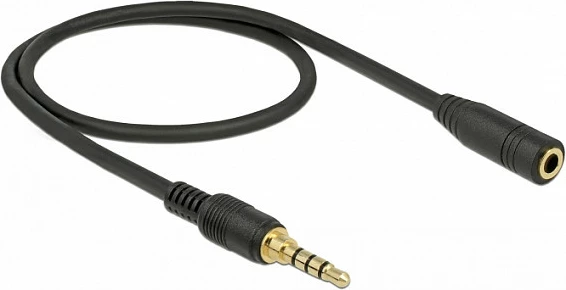 Kabllo zgjatëse audio DeLOCK 85627, 3.5mm mashkull në 3.5mm femër, 0.5 m, e zezë