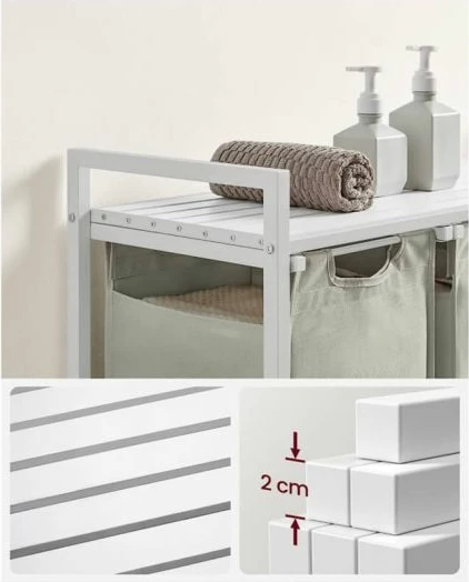 Kosh rrobash VASAGLE BLH301W01, 3 ndarje, 114 L, me raft, e bardhë