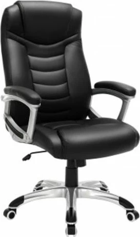 Karrige zyre SONGMICS OBG21BV1, PU, mbajtje 150 kg, rregullim lartësie 47–56.5 cm, bazë 70 cm, e zezë, set me aksesorë