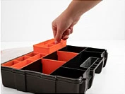 Kuti organizuese DeLOCK, 21 ndarje, 290 x 220 x 60 mm, portokalli/zezë