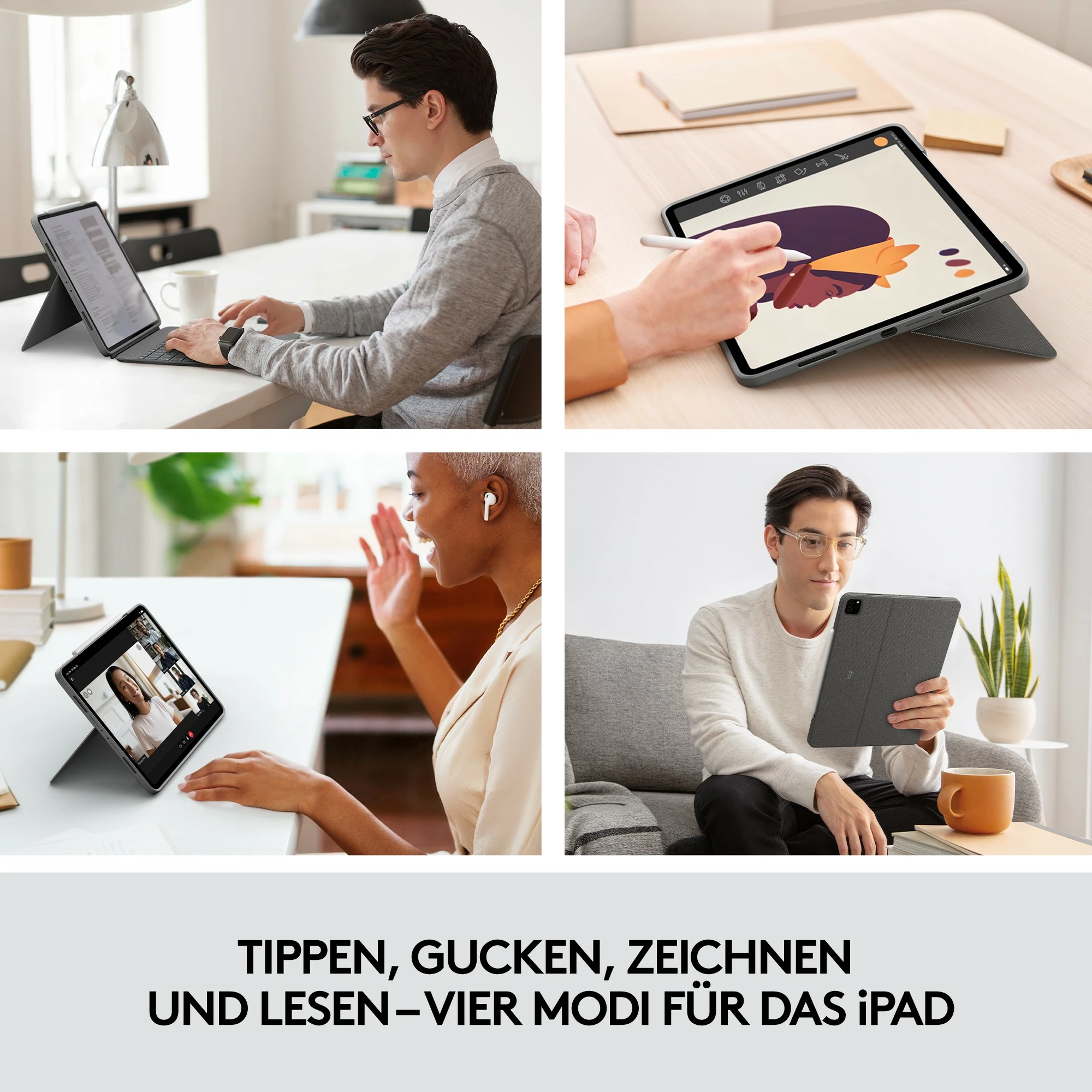 Tastierë me trackpad Logitech Combo Touch, QWERTY UK International, për iPad Pro 12.9, Oxford Grey