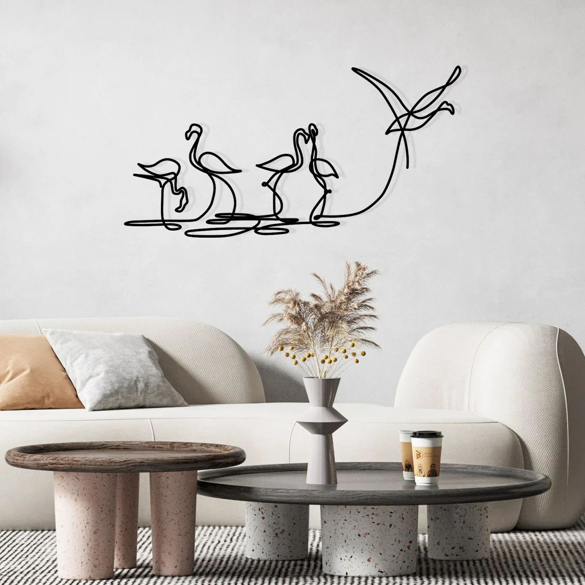 Aksesor dekorativ metalik për mur, flamingo, Wallity 316 M, ngjyrë e zezë, 115x58.5cm
