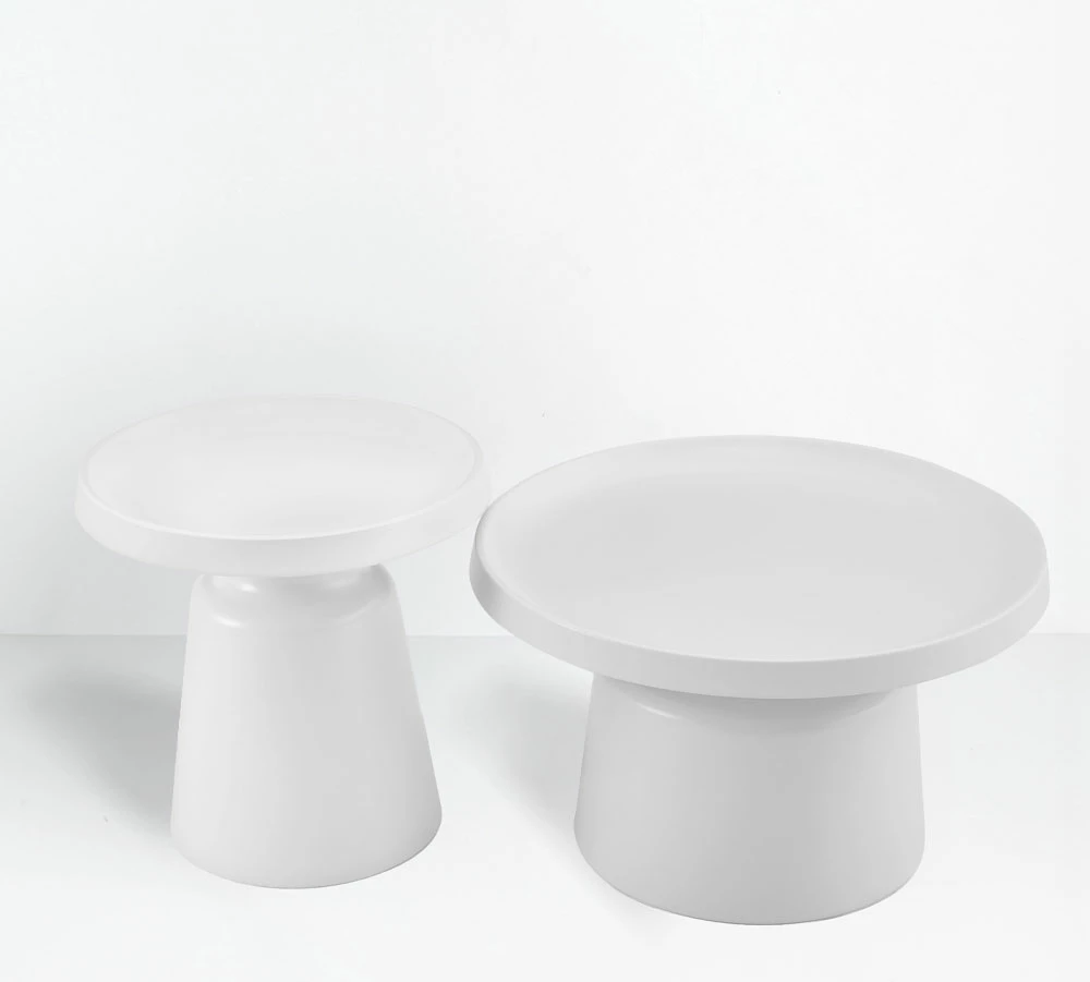 Set tavolinash kafeje BOBBY, 2 copë, ngjyrë e bardhë matte, 70x70x42cm