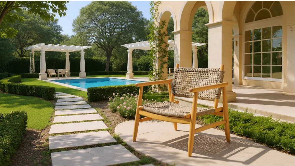 Karrige e ulët LALOU, natyrale, 73.5x67x80cm