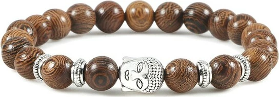 Byzylyk i punuar nga druri dhe metali Budda BDMB, drunjtë/argjendtë